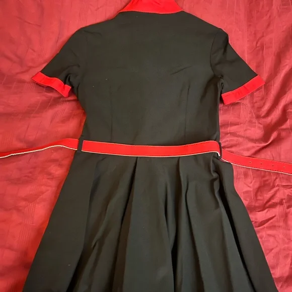 Elegant Black and Red Women's Dress with GI Joe Cobra Patch - Picture 7 of 9